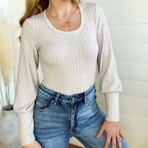 Alibis Long Sleeves Knit Top Beige